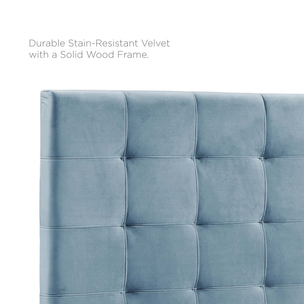 Paisley Tufted Performance Velvet Headboard in Sea Blue - Full/Queen - biscuit tufting detail