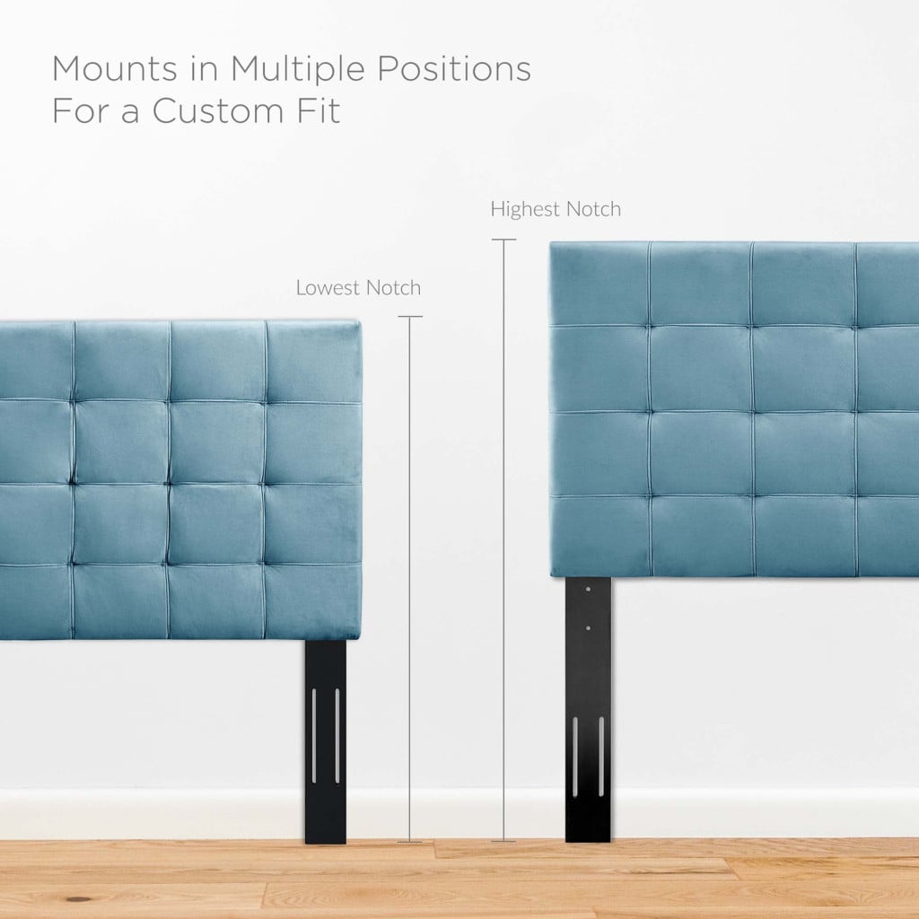 Paisley Tufted Performance Velvet Headboard in Sea Blue - Full/Queen - mounting positions diagram