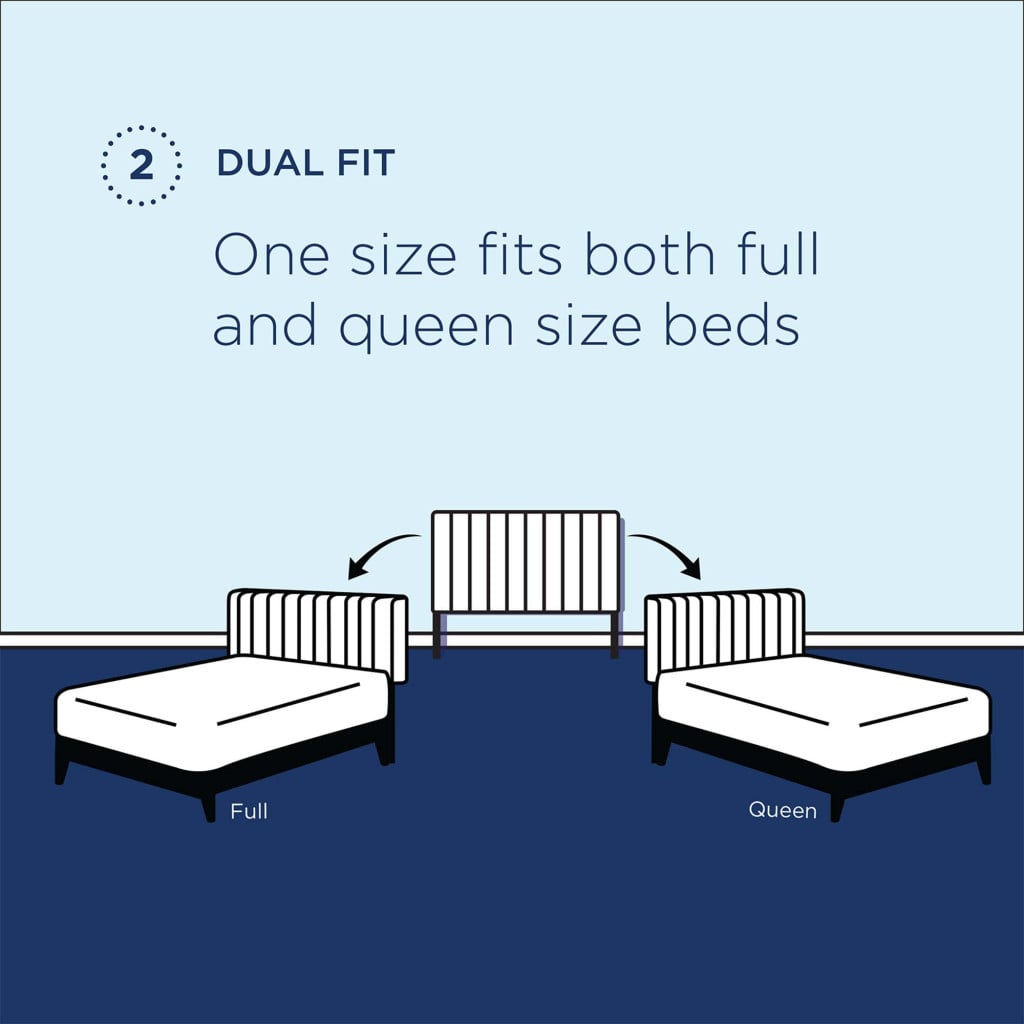 Paisley Tufted Performance Velvet Headboard in Sea Blue - Full/Queen - dual fit size diagram