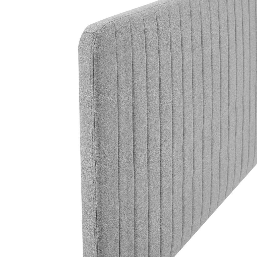 Milenna Channel Tufted Fabric Headboard in Light Grey - King/CA King - side detail