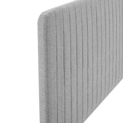Milenna Channel Tufted Fabric Headboard in Light Grey - King/CA King - side detail