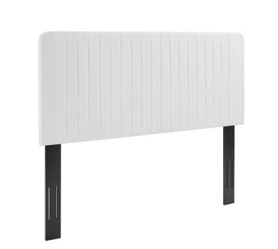 Milenna Channel Tufted Fabric Headboard in White - King/CA King - front three-quarter view