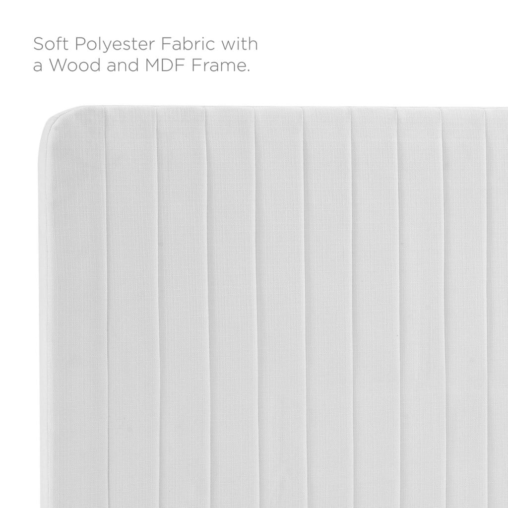 Milenna Channel Tufted Fabric Headboard in White - King/CA King - channel tufting detail