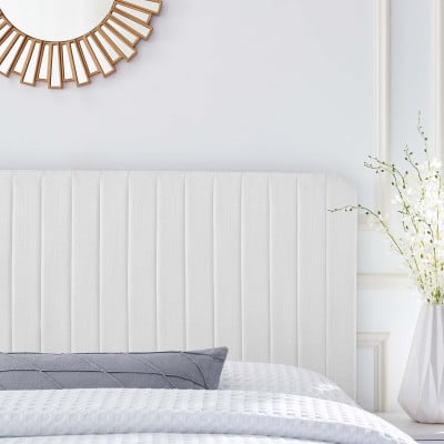 Milenna Channel Tufted Fabric Headboard in White - King/CA King - bedroom angle view