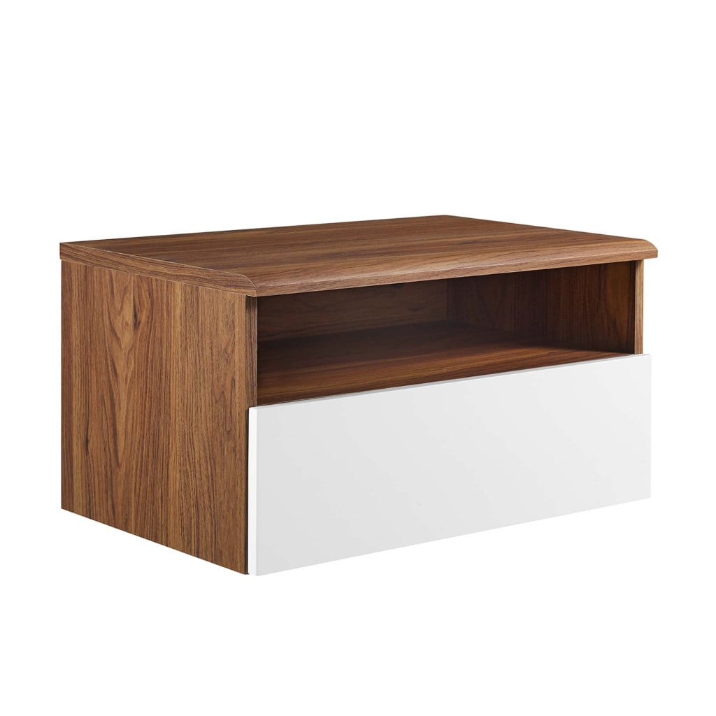 Envision Wall Mount Nightstand in Walnut White - lifestyle view