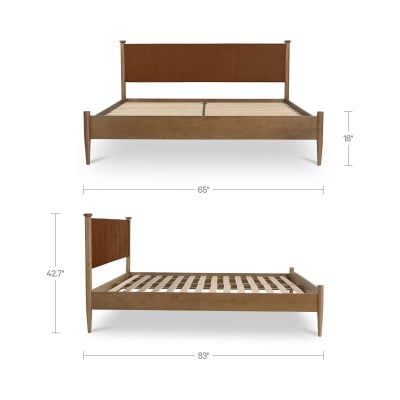 Crosby Leather Headboard Bed in Brown - angle view