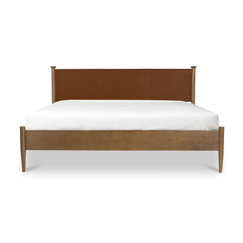 Crosby Leather Headboard Bed in Brown - lifestyle view