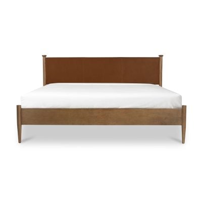 Crosby Leather Headboard Bed in Brown - lifestyle view