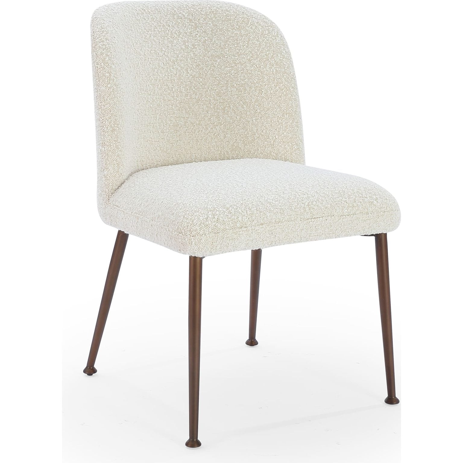 Alternative view of Avery Upholstered Dining Chair in Ricotta Boucle and Bronze Metal