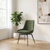 modern olive swivel dining chair, CEO 180 degree return front view | CEO swivel dining chair in Olive, angled view showing swivel base