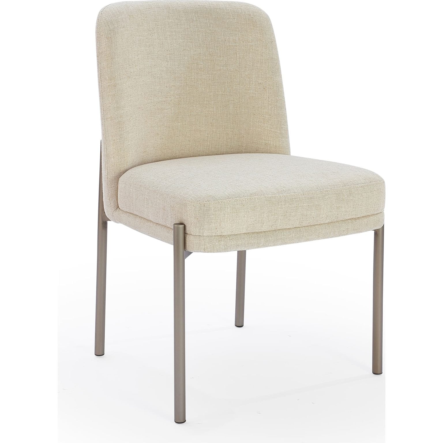 Alternative view of Dion Upholstered Dining Chair in Natural Light Linen and Brushed Nickel Metal