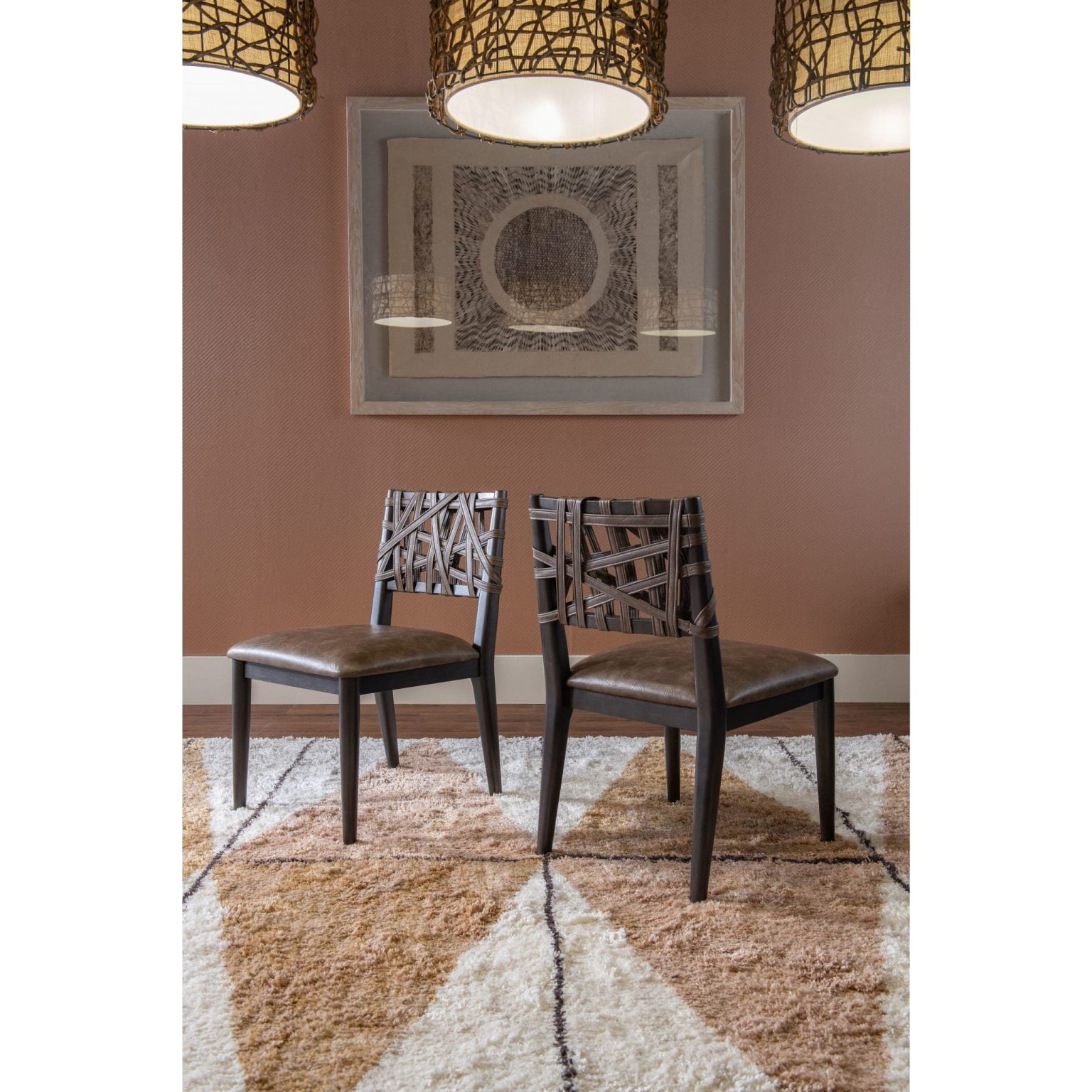 modern minx synthetic leather dining chair, Koko front view | Koko dining chair in Minx synthetic leather, angled view showing contoured back