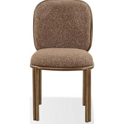 Mataranka Dining Chair in Giraffe Chenille and Brushed Golden Stainless Steel - Image 2