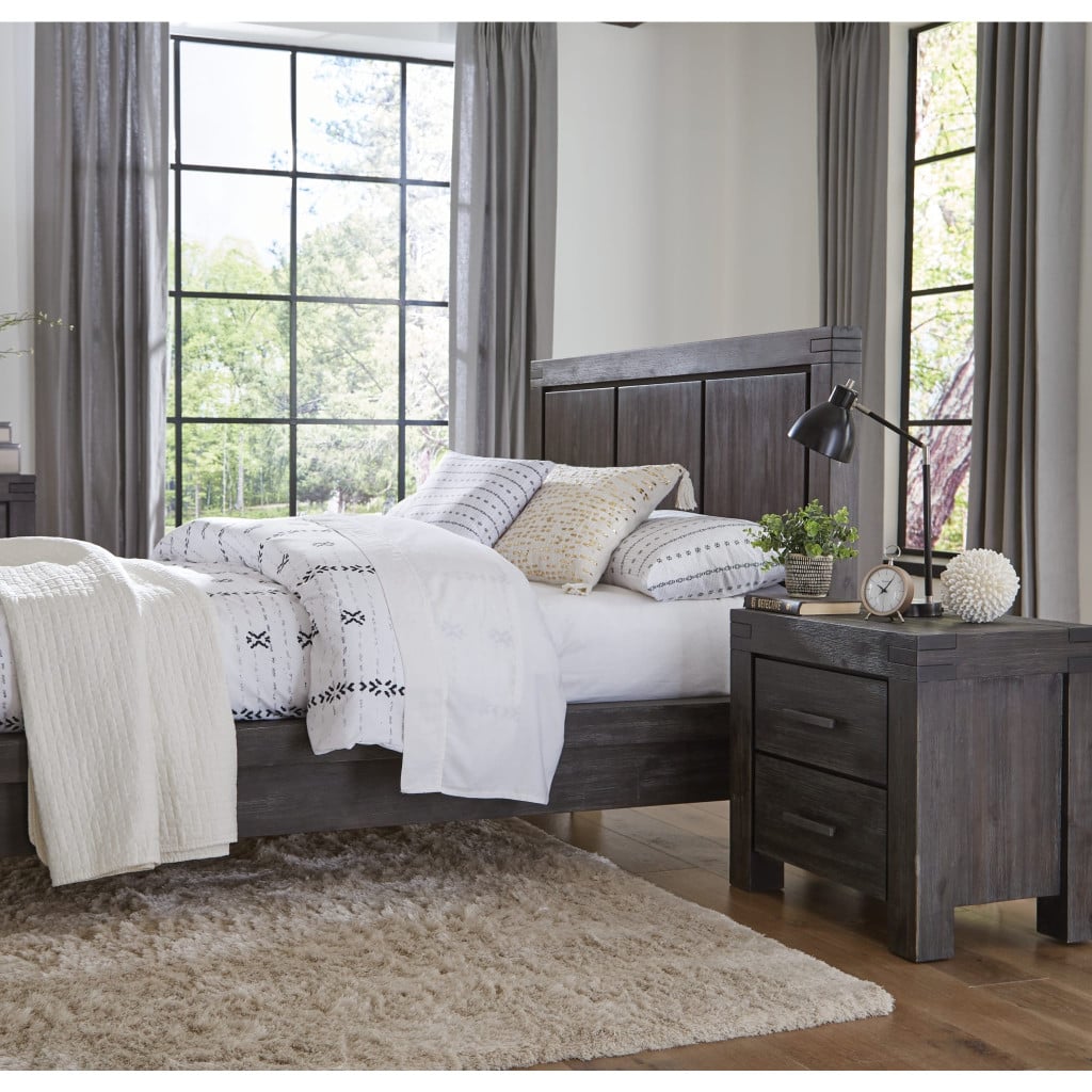 Meadow 2-Drawer Solid Wood Nightstand in Graphite - angled view