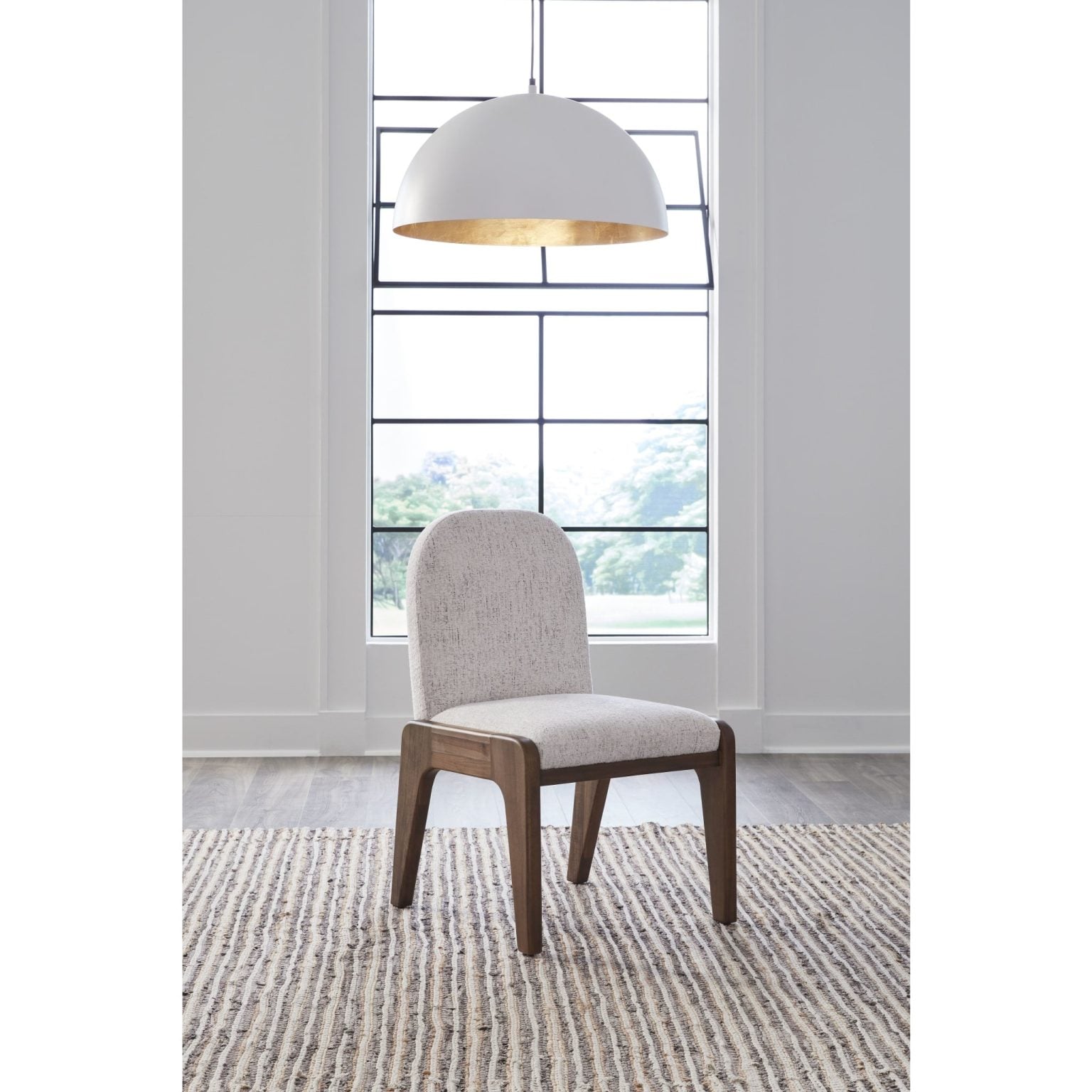 contemporary chinchilla chenille dining chair, Xolani front view | Xolani dining chair in Chinchilla chenille, angled view showing Impala legs