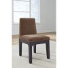 modern pineapple chenille dining chair, Zamba front view | Zamba dining chair in Pineapple chenille, angled view showing acacia legs