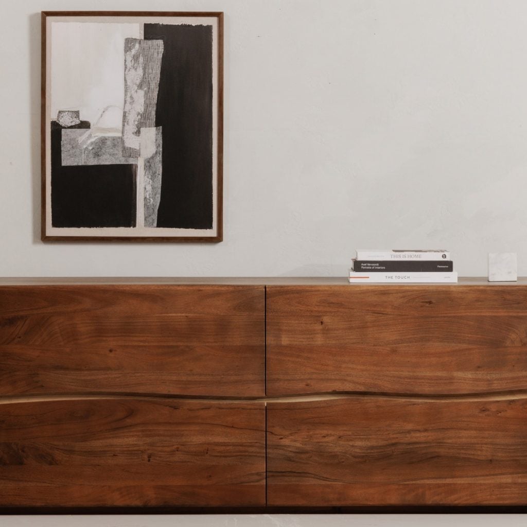 Brown Solid Acacia Live Edge 4-Drawer Dresser - front view