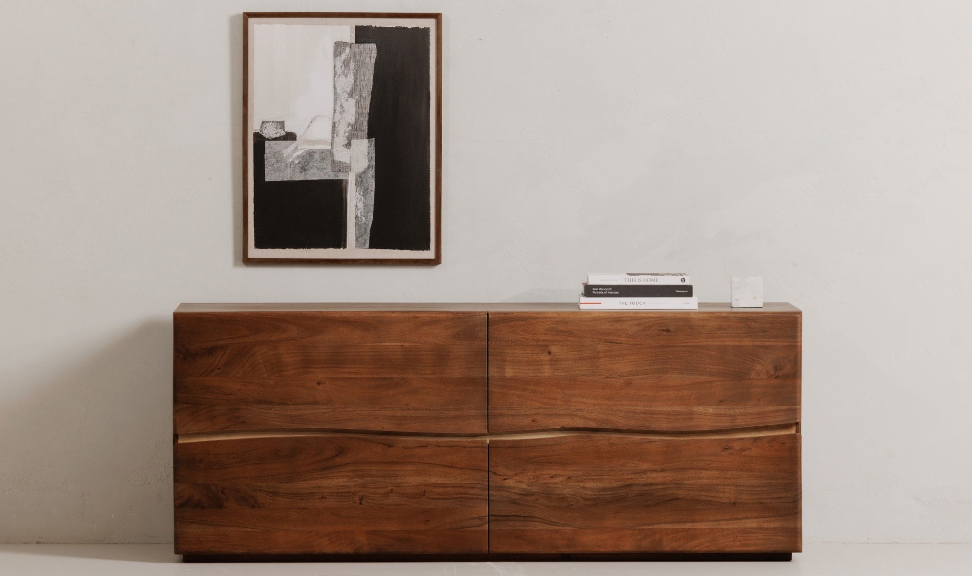 Brown Solid Acacia Live Edge 4-Drawer Dresser - front view