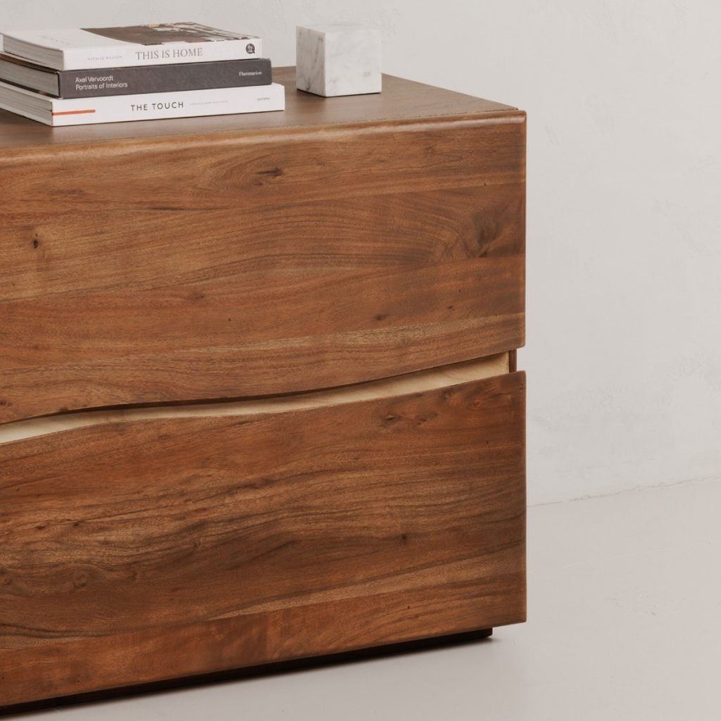 Brown Solid Acacia Live Edge 4-Drawer Dresser - lifestyle view