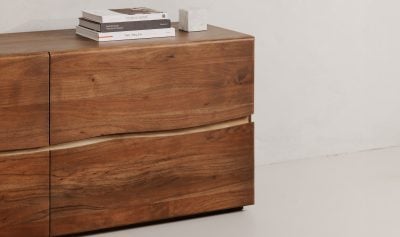 Brown Solid Acacia Live Edge 4-Drawer Dresser - lifestyle view