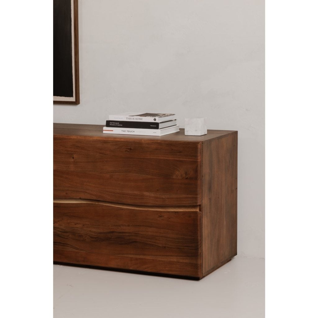 Brown Solid Acacia Live Edge 4-Drawer Dresser - side view