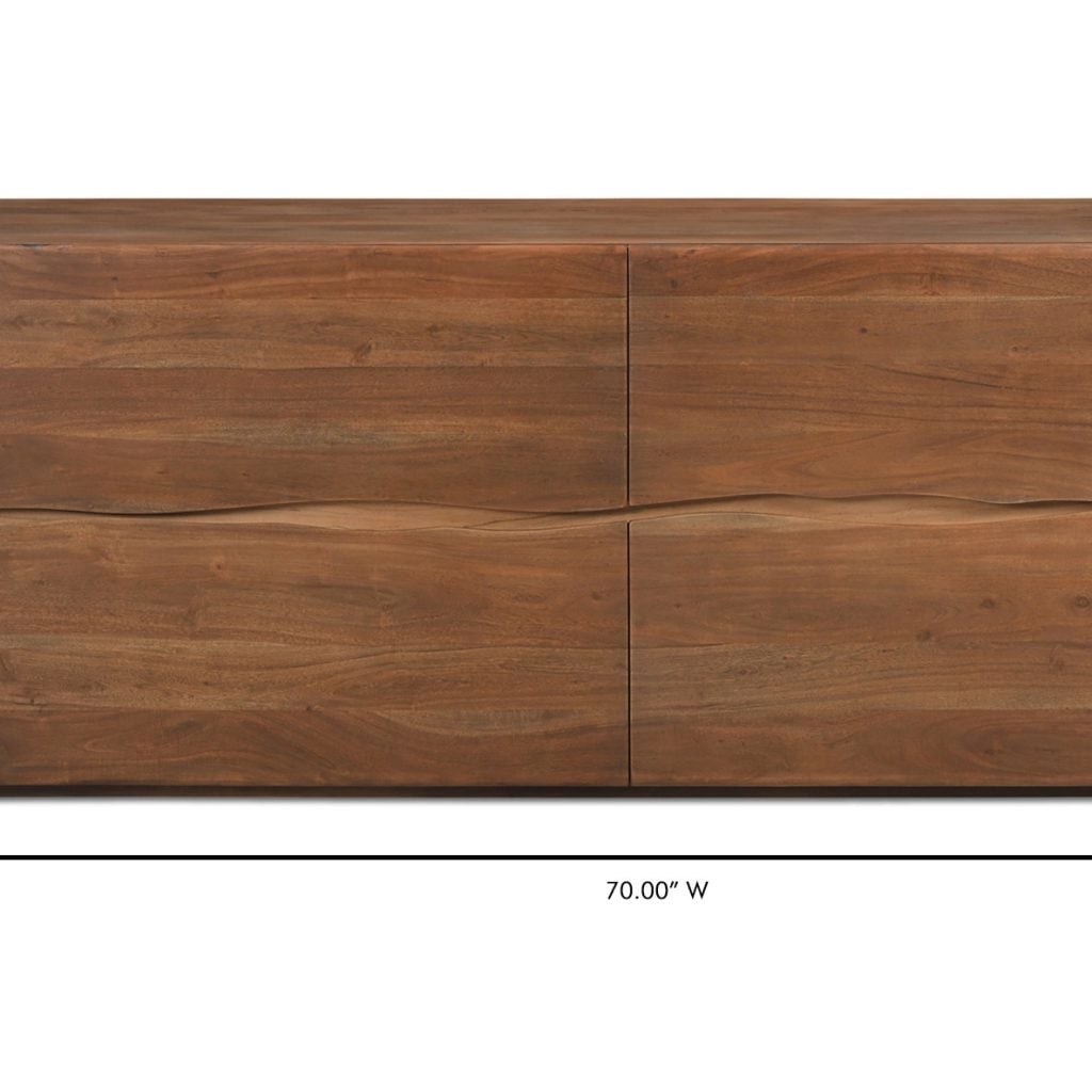Brown Solid Acacia Live Edge 4-Drawer Dresser - detail view