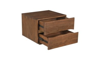 Brown Solid Acacia Live Edge 2-Drawer Nightstand - detail view