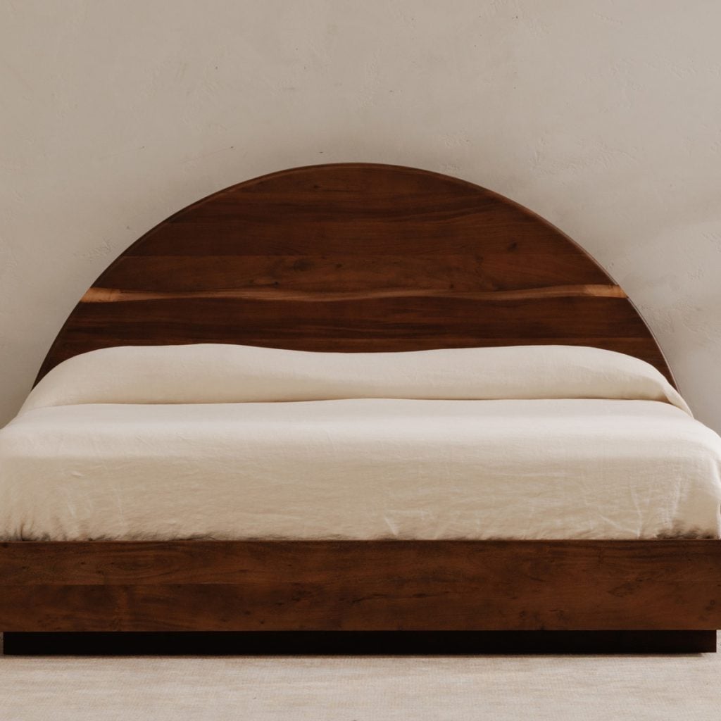 Brown Solid Acacia Live Edge Queen Bed - lifestyle view
