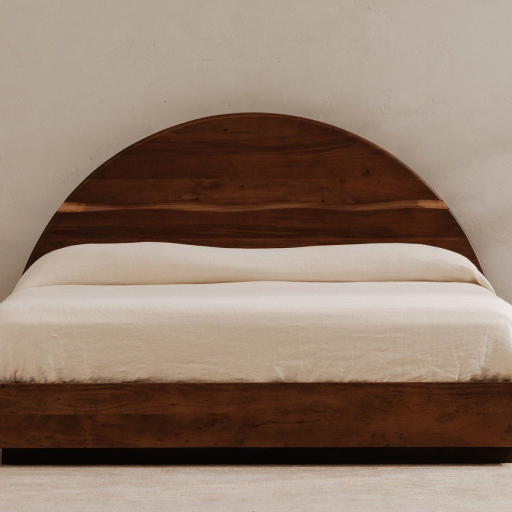 Brown Solid Acacia Live Edge King Bed - lifestyle view