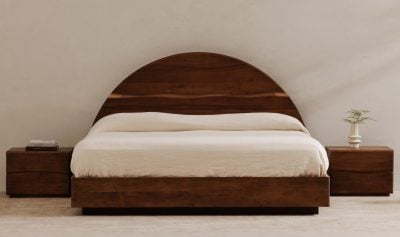 Brown Solid Acacia Live Edge King Bed - lifestyle view