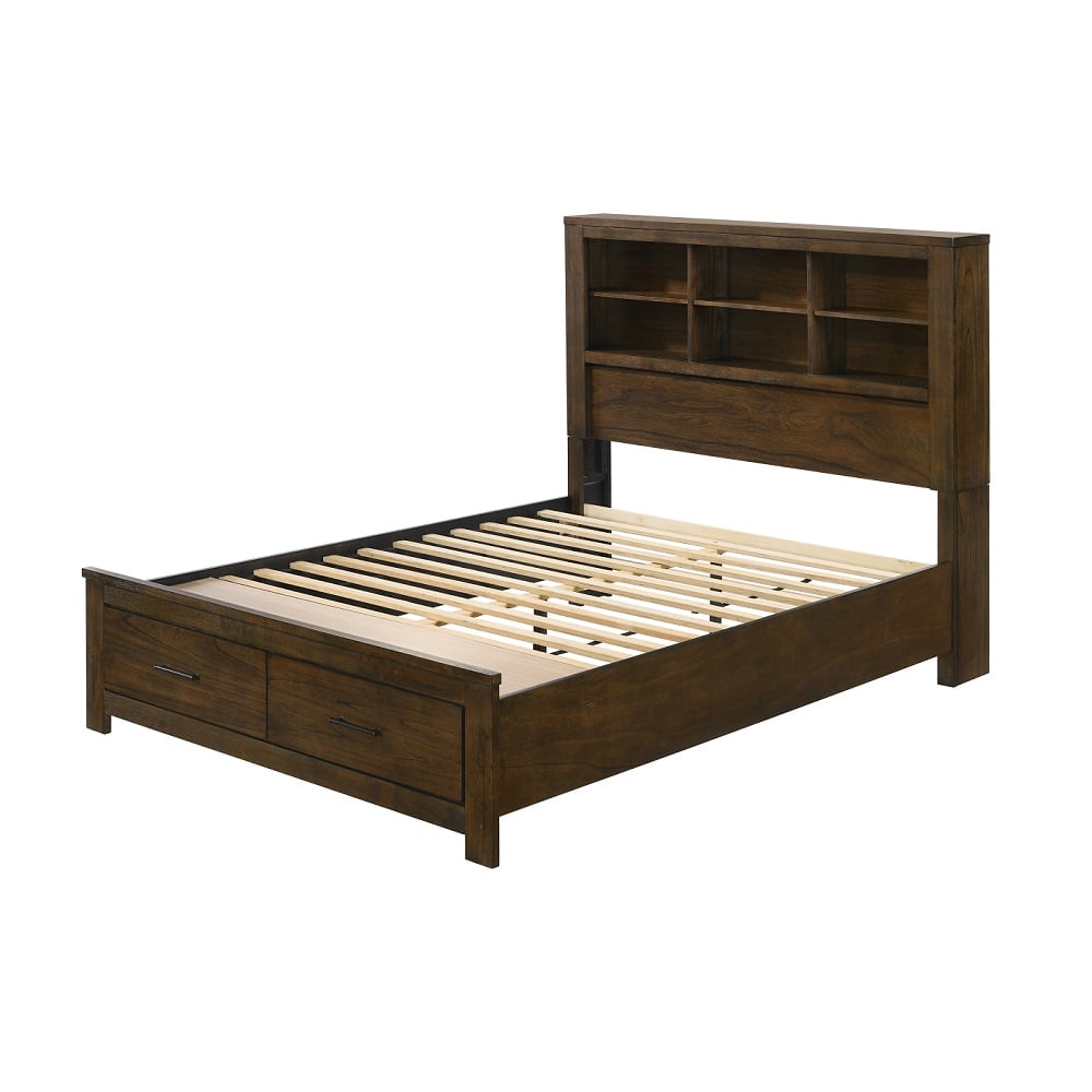 Merrilee II Queen Storage Bed in Oak with Storage Headboard - view 2