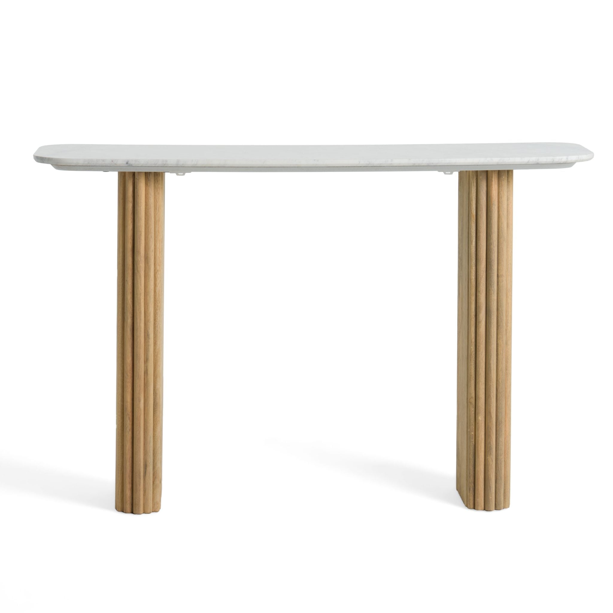 Cambridge White Marble and Mango Wood Console Table - front view