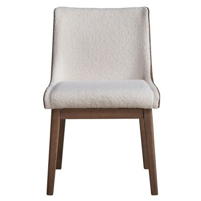 Ginny Wingback Dining Chair in White Boucle and Brown Velvet - Set of 2 - alternate view 2