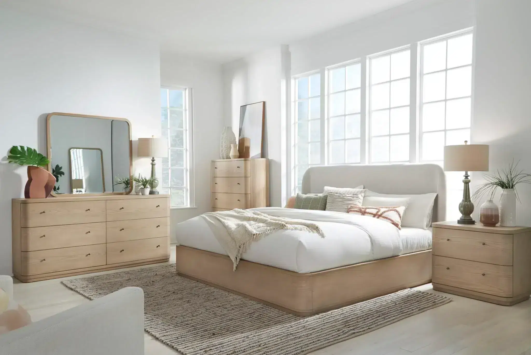 Complete Penny bedroom collection with bed, dresser, chest, and nightstand