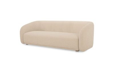 Faye Curved Sofa in Beige Boucle - angle view