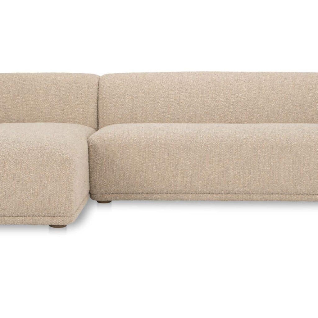 Faye Left-Facing Curved Sectional in Beige Boucle - front view