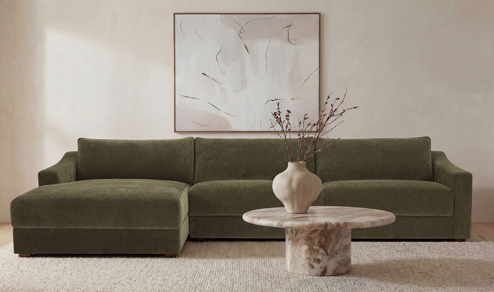 Farrow Sectional Sofa in Cedar Green - lifestyle view