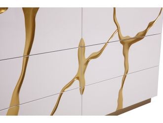Aspen Modern White Dresser with Gold Accents, gold accent detail view