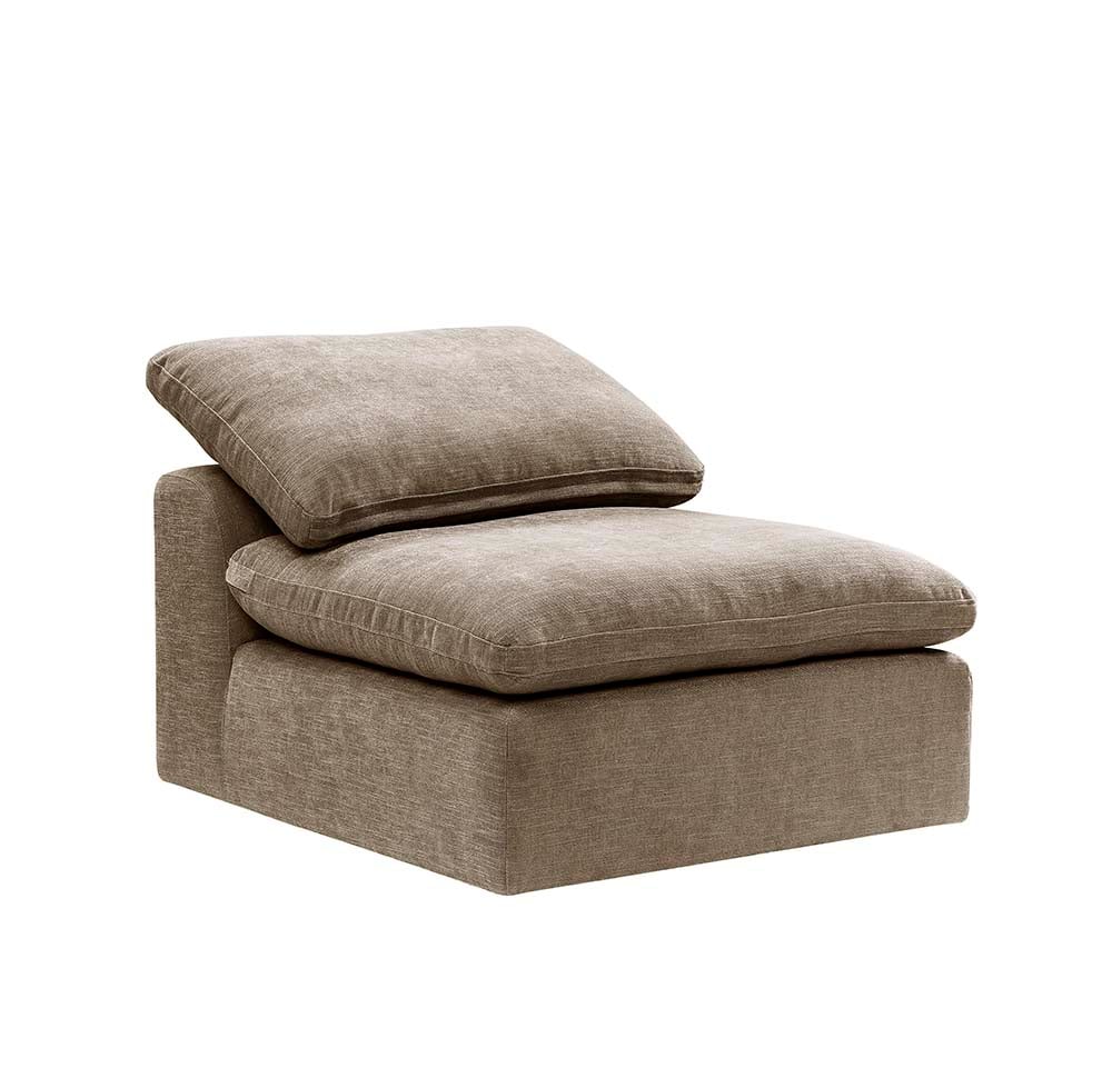 Naveen modern beige linen modular armless chair, set of 2