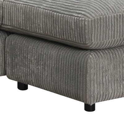 Tavia Reversible Sectional Sofa with 6 Pillows in Gray Corduroy - Image 3