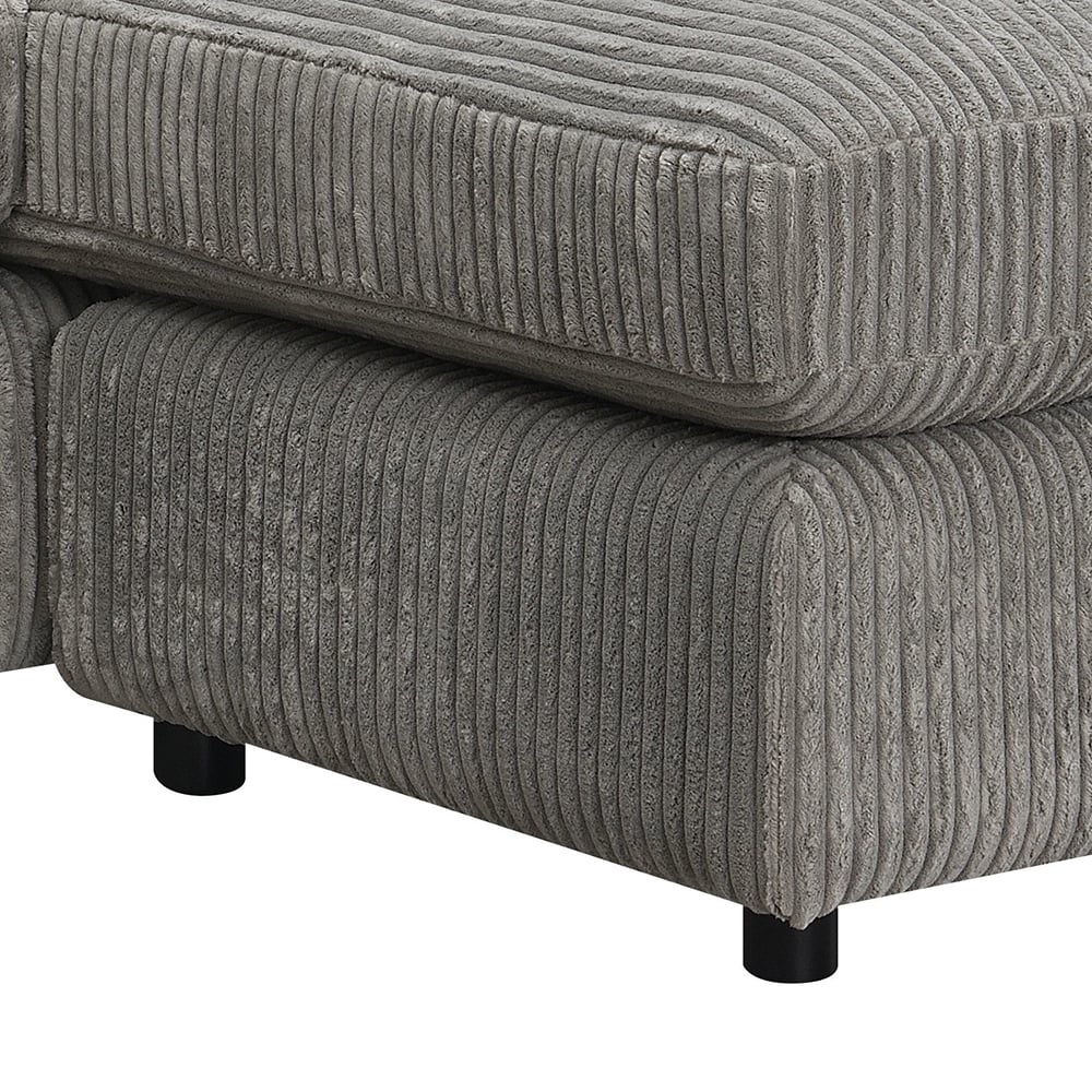 Tavia Reversible Sectional Sofa with 6 Pillows in Gray Corduroy - Image 3