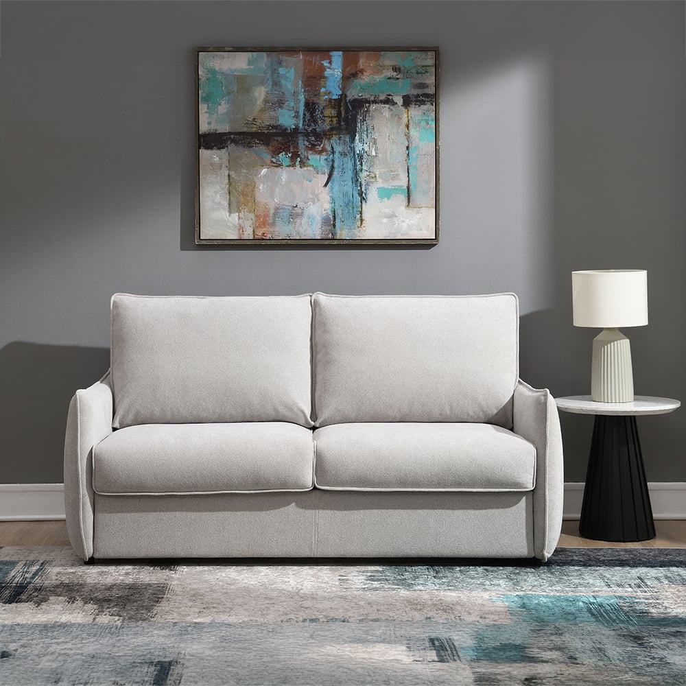 Jinn Sleeper Sofa with Memory Foam Mattress in Beige Chenille - front view
