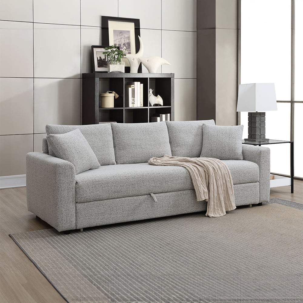 Connie Sleeper Sofa with Full-Size Pull-Out Bed in Gray Boucle - front view