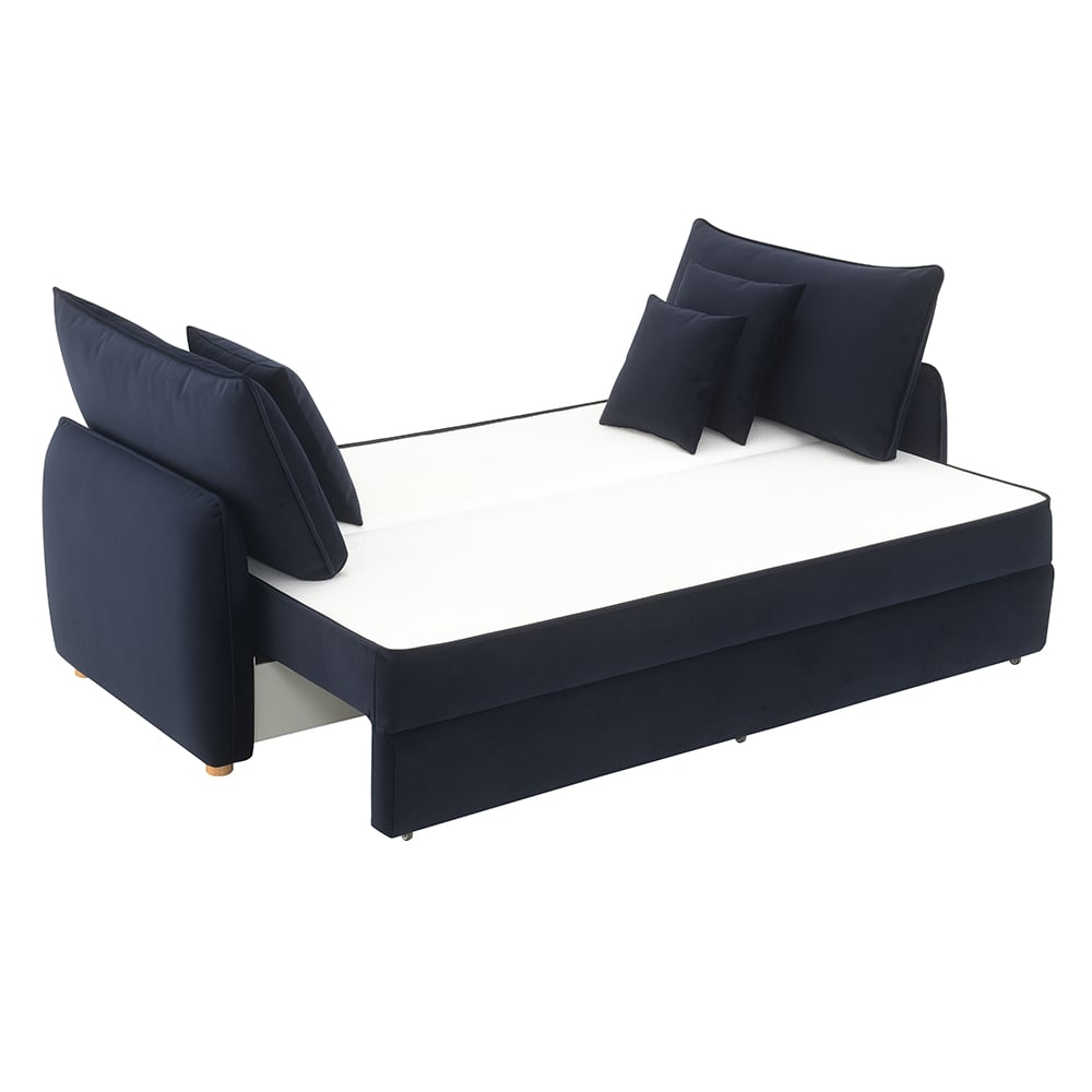 Irina Sleeper Sofa with Full-Size Pull-Out Bed in Blue Velvet - primary view