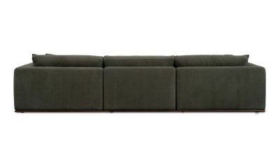 Rue modular sofa in deep green polyester fabric, rear view