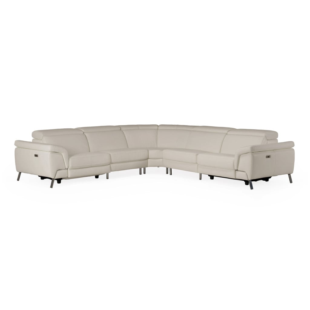 Wonder Italian Grey Leather Sectional Sofa with 2 Electric Recliners, Made in Italy - primary view